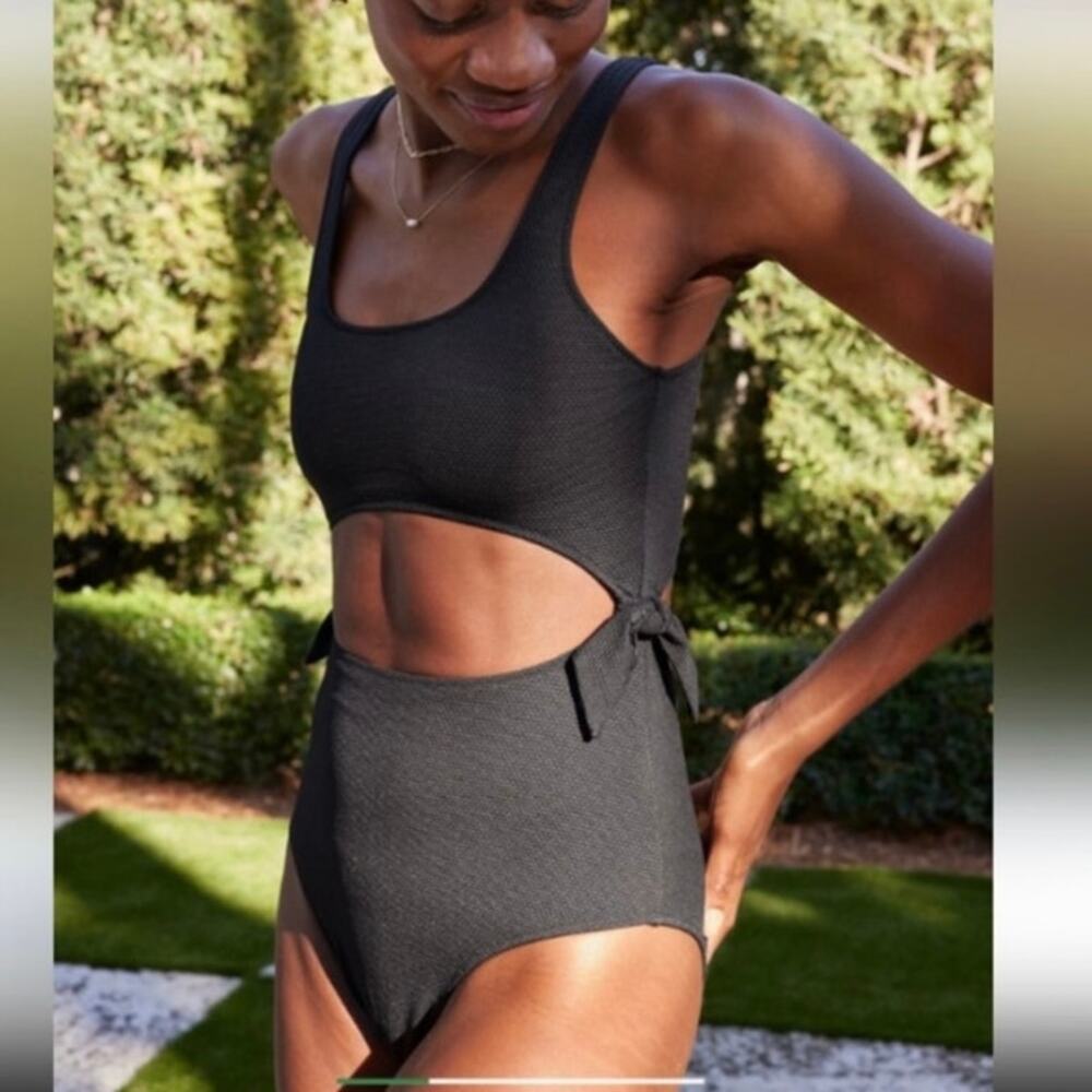 Aerie Black Cutout One Piece Swimsuit